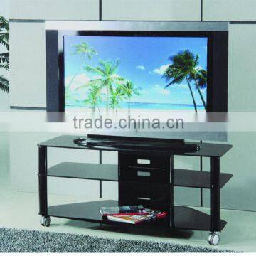 hot sale tempered black glass TV stand