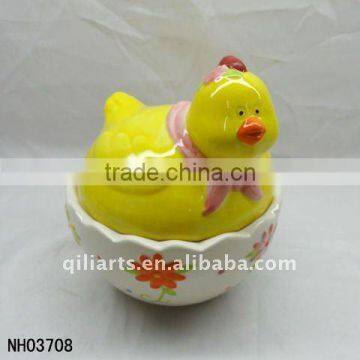 Easter chicken ceramic cookie jar