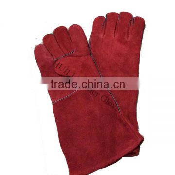 red welding gloves with the size of 16 inches