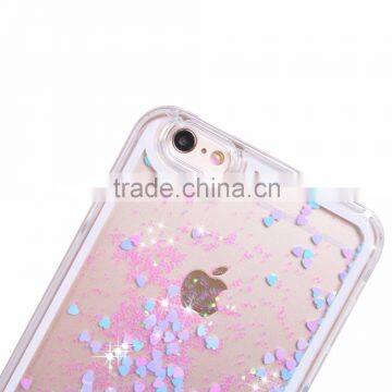 hard back luminous liquid sand case for apple phones