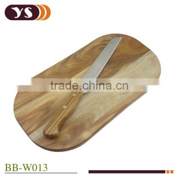 hot sale round shape bread board and 8'' knife set