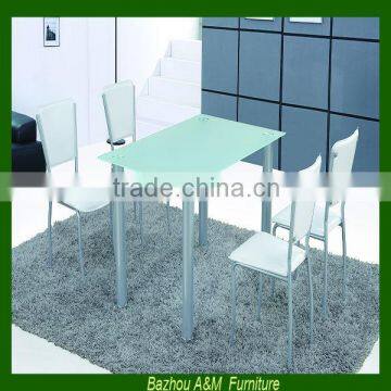 2014 new design 8mm tempered glass dining table with white painting