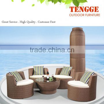 Tower shape 5 pieces outdoor wicker furniture stackable sofas