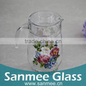 Paunchy Heat Transfer Printed Glass Water Jug With Plastic Lid