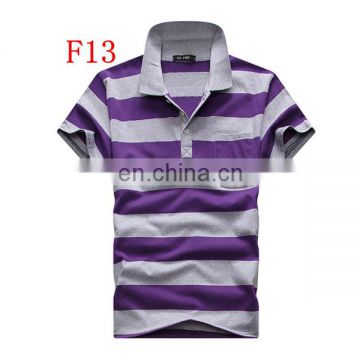 New Design purple and grey stripe polo t shirt