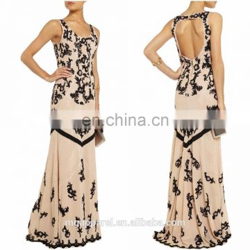 China wholesale latest gown designs fashion embellished stretch tulle halter evening gown dresses