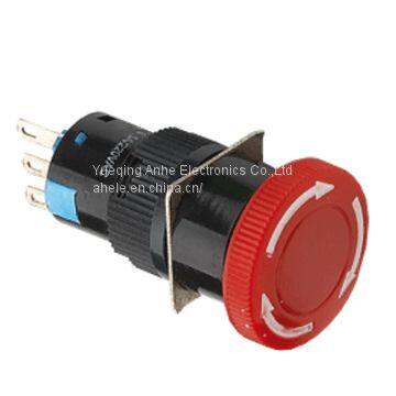 16mm 3 pin round momentary plastic emergency push button switch with led