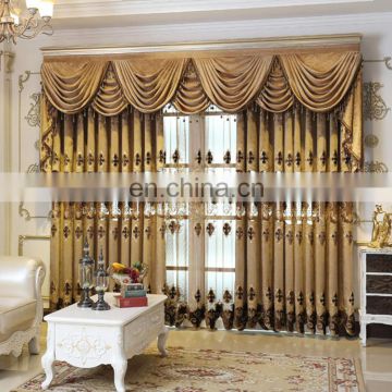 American Style Embroidery Double Layer Curtain Luxury Used Hotel Chenille Curtains for livingroom