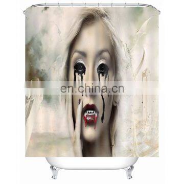 Fantasy Design Mystic Night Halloween Image Shower Curtain Cloth Fabric Bathroom Decor Set with Hooks