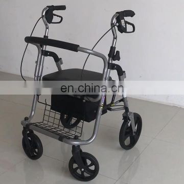 us german elderly shopping height adjustable Aluminum foldable steel 4 wheel onderarm  walker rollator with footrest