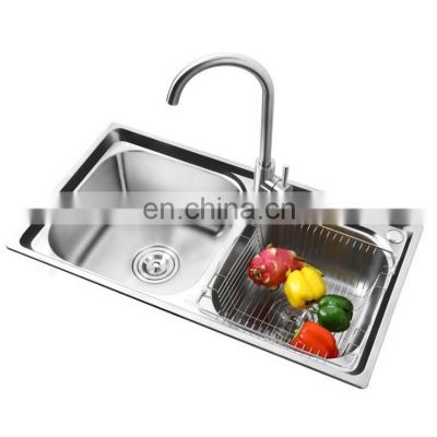 High Level Custom Double Bowls Kitchen Basin Sink Stainless Steel 304