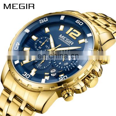 Megir 2068 Cheap Price Designer Men Quartz Wrist Watch Steel Chrono Watches Custom Logo Luxury
