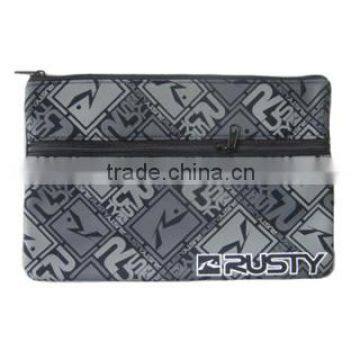 2015 heat transfer printed pencil bag, two zipper, best factory price and best quality