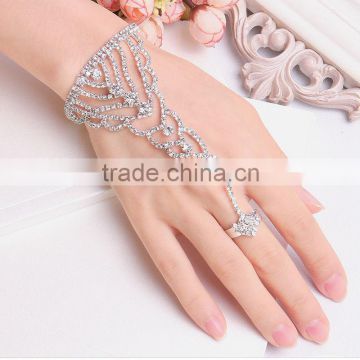 Wholesale India Styles MOQ 50pcs Crystal Bracelet Attached Ring