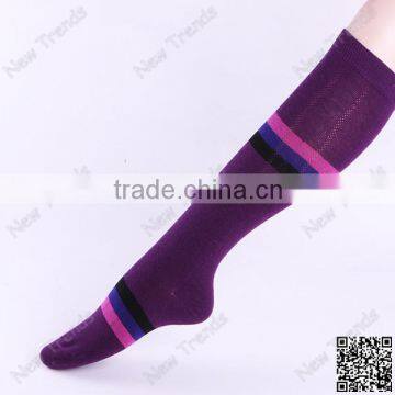 Purple combo stripe pattern knee high socks
