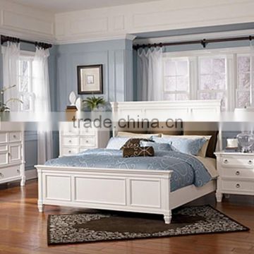 2015 hot selling modern white wooden bedroom set furniture