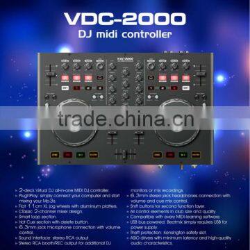 Factory manufacturer ODM/OEM VDC-2000M portable Virtural DJ Midi Controller