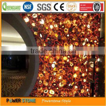 Backlit Red Agate Semi Precious Stone Wall