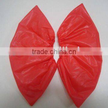 Medical disposable red CPE shoe covers