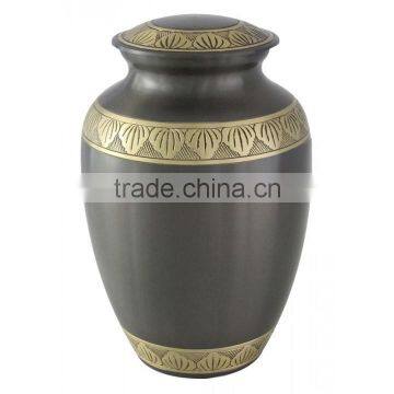 Brass Engrave Border Black Urn from India
