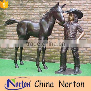 life size cowgirl and horse statues garden decoration NTBH-HR033Y