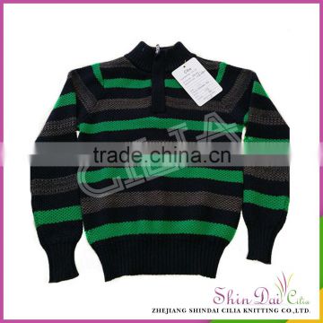 Customized cheap and comfortable 100% cotton boy knitted stripe pullover sweater