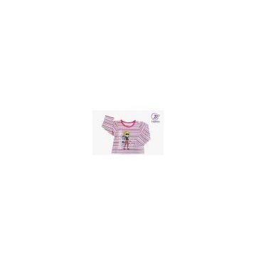 Long Sleeved Crew Neck Stripe Cotton Toddler Graphic Tees