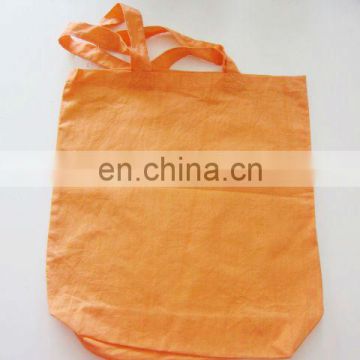Promotional solid orange canvas shopping bag custom made handled lift bag eco-friendly bag