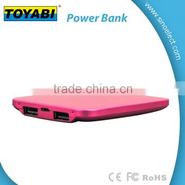 Untla Thin Portable Aluminous Power Bank with 3000mAh capacity Dual USB port with recharge battery