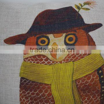 Throw custom whoopee cushion bird print linen/cotton fabric wholesale pillow cases