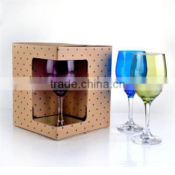 color white wine glasses cup with clear steam with gift box