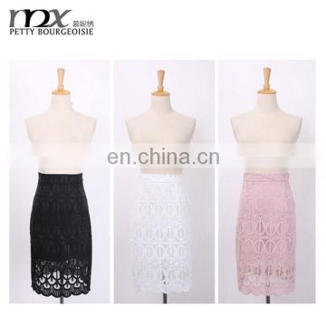 Women's embroidered lace skirt white skirt