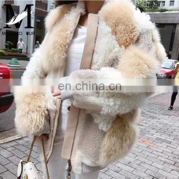 Wholesale Winter Celebrity Fashion Style Double Face Lamb Leather Fur Jacket
