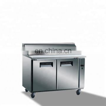 Stainless Steel Double Door Refrigerated Pizza Prep Table