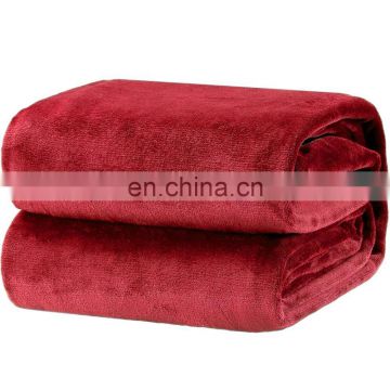 Plush Coral Fleece Throw Blankets Bedspread King Size Red Super Soft Fluffy Warm Microfiber Solid Blanket 230x270cm