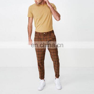 2021 High quality custom plaid straight leg custom fit pants men hot sell pants