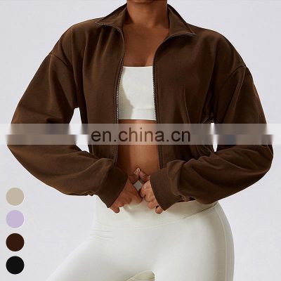 Custom Activewear Breathable Running Tops Workout Wear Full Zip Long Sleeve Gym Fitness Jackets Yoga Jacket For Women