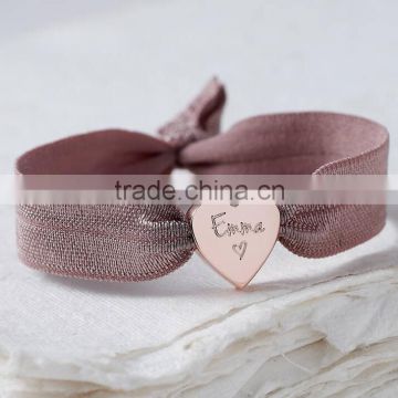 Personalised Rose Gold Heart Hair Tie Bracelet