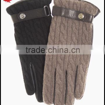ladies wholesale leather and knitted leather gloves with belt