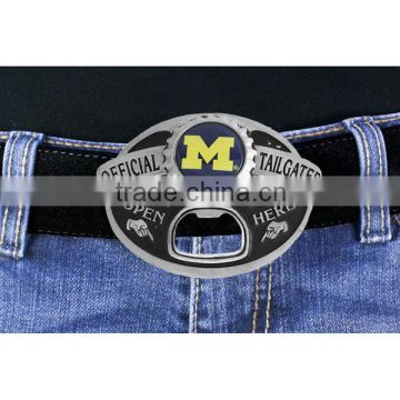 Lead & Nickel Free University Of Michigan Wolverines "Official Tailgater" Belt Buckle With Bottle Opener