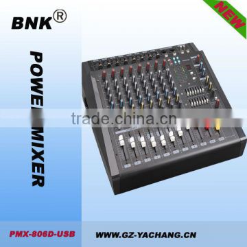 8 channel power mixer amplifier with usb