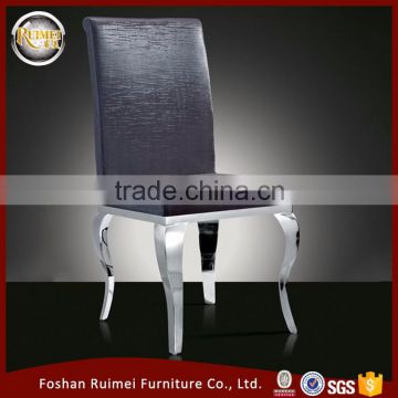 durable hotel modern stainless steel leather handle back dining chair