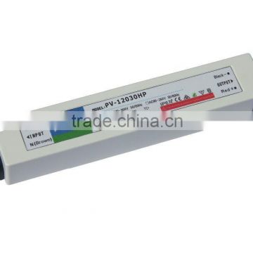 Wholesalers EMC qualified 12VDC 30W Waterproof LED Driver for household and commercial Lighting with high PF