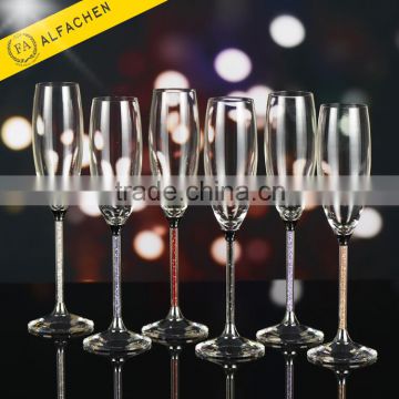 Unique Champagne Flutes Tableware / Colored Stem Champagne Flutes