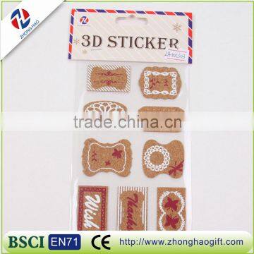 3d decorative cork sticker/die cutting wood sticker