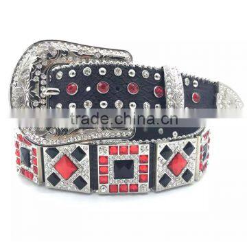 Cowgirl black leather rhinestone western concho leather belts wholesale