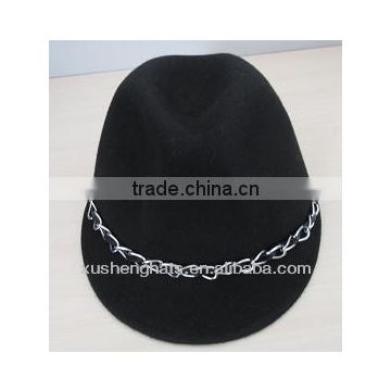 best selling black wool felt peaked cap with chain