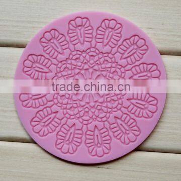 Wholesale Food grade non stick flexible heat resistant round sugar lace mat