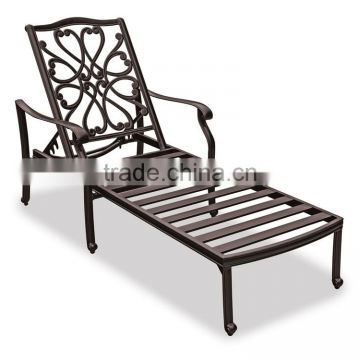 Rustproof heavyweight cast aluminum sun lounger outdoor chaise lounge with arms