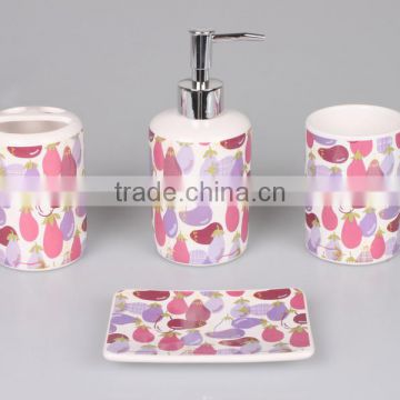 4pcs ceramic bathroom set,bathroom accessories ceramic,Promotion Gift premium in colorful display box accessories set